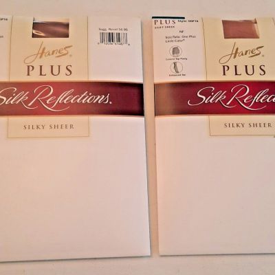 HANES Silk Reflections One Plus Control Top Enhanced Toe  NEW Lot of 2